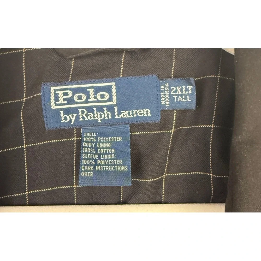 VTG Polo Ralph Lauren Harrington Jacket Men's Size‎ 2XLT Black Full Zip Lined